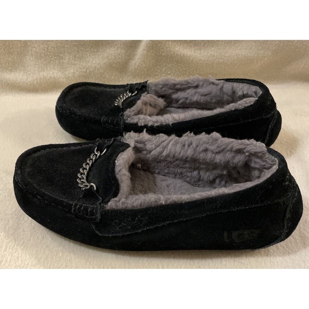 UGG Ansley Slippers for Women Size 9 Black Suede w/ Faux Shearling lining Cozy